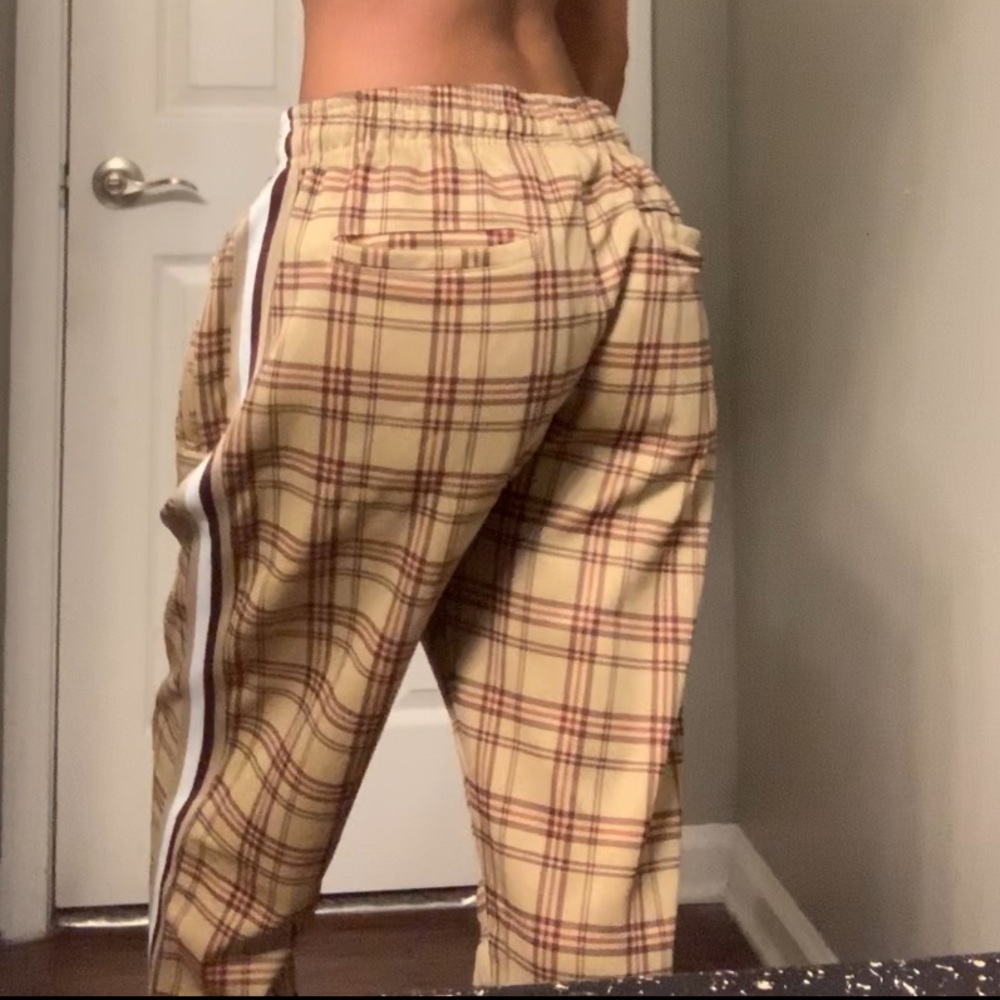 Plaid track pants